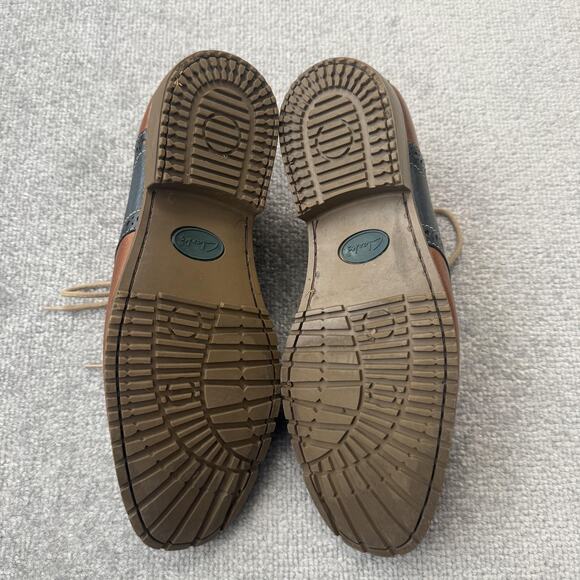 Clarks Shoes Mens Size 9 Brown Two Tone Leather Saddle Oxford Lace Up Casual - Picture 10 of 12